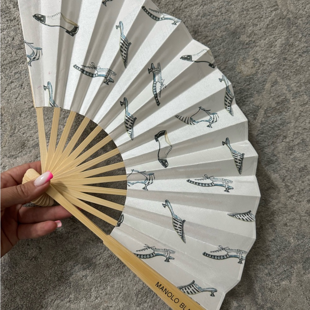 Manolo Blahnik White Fan with Shoe Print